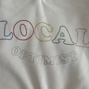 Madhappy Local Optimist‎ Rainbow Swarovski Crystal Rhinestone Crewneck